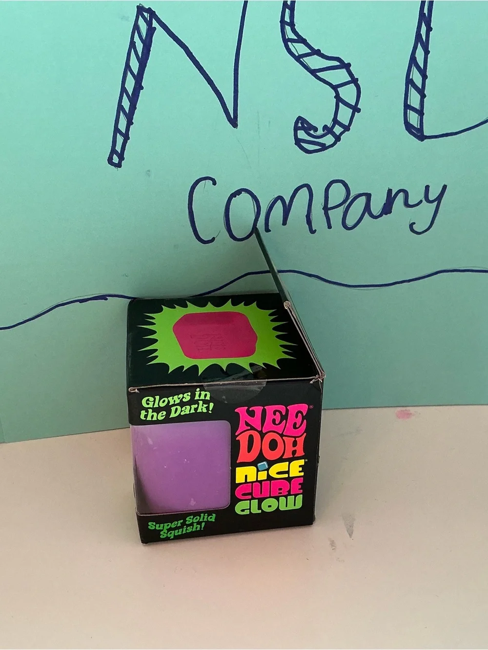 Nice Cube Glow Super Solid Squish Toy — Nee Doh — Purple